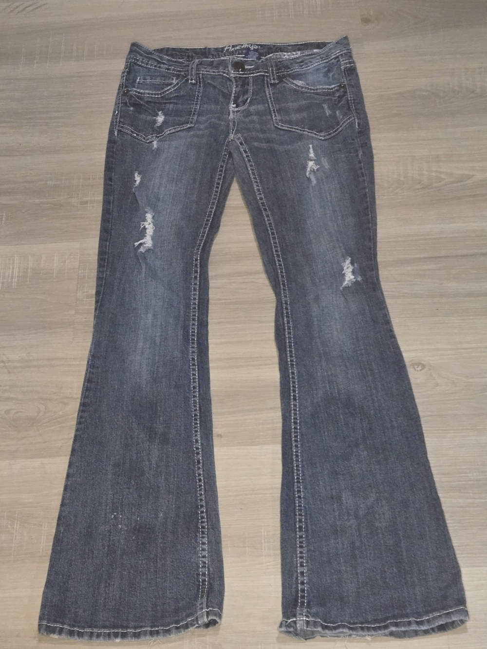 Amethyst Jeans Distressed Charcoal Flare Jeans